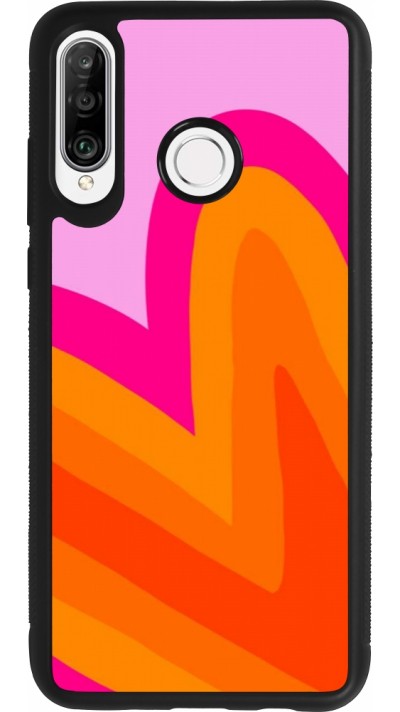 Huawei P30 Lite Case Hülle - Silikon schwarz Valentine 2024 heart gradient