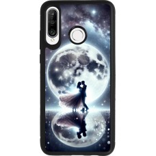 Huawei P30 Lite Case Hülle - Silikon schwarz Valentin 2024 Liebe unter dem Mond