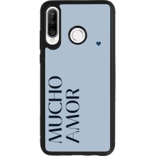 Huawei P30 Lite Case Hülle - Silikon schwarz Valentine 2024 mucho amor azul