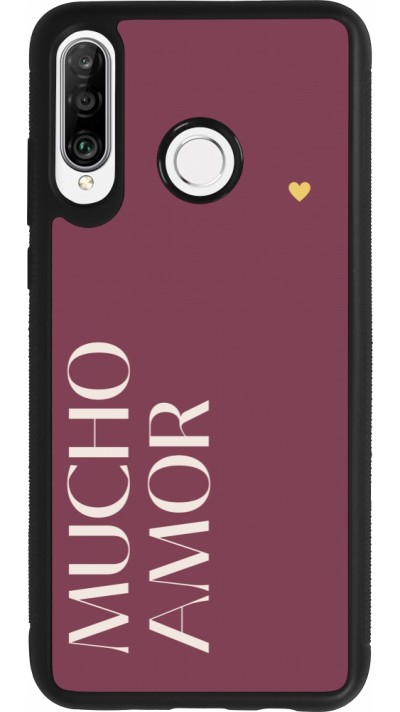 Huawei P30 Lite Case Hülle - Silikon schwarz Valentine 2024 mucho amor rosado