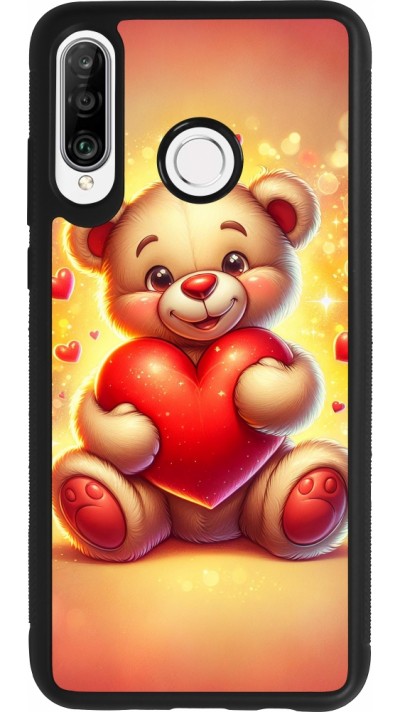 Huawei P30 Lite Case Hülle - Silikon schwarz Valentin 2024 Teddy Liebe