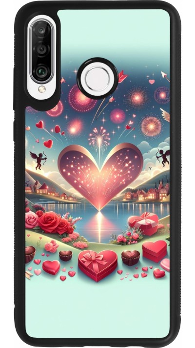 Huawei P30 Lite Case Hülle - Silikon schwarz Valentin 2025 Schick