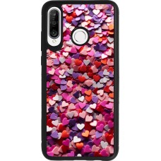Huawei P30 Lite Case Hülle - Silikon schwarz Valentin 2025 Konfetti