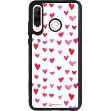 Huawei P30 Lite Case Hülle - Silikon schwarz Valentine 2022 Many pink hearts
