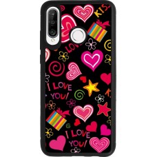 Huawei P30 Lite Case Hülle - Silikon schwarz Valentine 2023 love symbols
