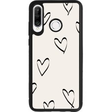 Huawei P30 Lite Case Hülle - Silikon schwarz Valentine 2023 minimalist hearts
