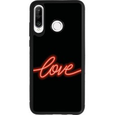 Huawei P30 Lite Case Hülle - Silikon schwarz Valentine 2023 neon love