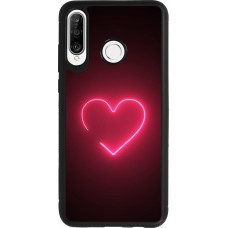 Huawei P30 Lite Case Hülle - Silikon schwarz Valentine 2023 single neon heart