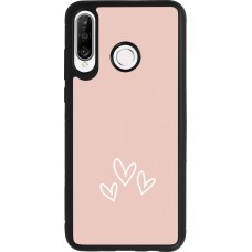 Huawei P30 Lite Case Hülle - Silikon schwarz Valentine 2023 three minimalist hearts