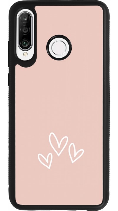 Huawei P30 Lite Case Hülle - Silikon schwarz Valentine 2023 three minimalist hearts