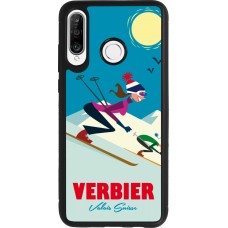 Huawei P30 Lite Case Hülle - Silikon schwarz Verbier Ski Downhill