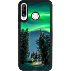 Huawei P30 Lite Case Hülle - Silikon schwarz Winter 22 Northern Lights