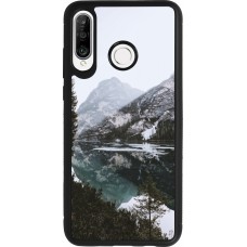 Huawei P30 Lite Case Hülle - Silikon schwarz Winter 22 snowy mountain and lake