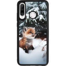 Huawei P30 Lite Case Hülle - Silikon schwarz Weihnachten 2023 Fuechslein Tanne