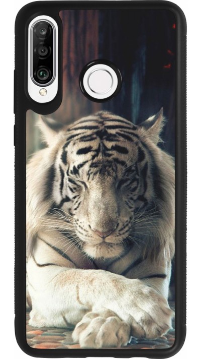 Huawei P30 Lite Case Hülle - Silikon schwarz Zen Tiger