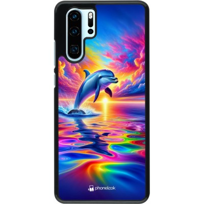 Huawei P30 Pro Case Hülle - Glücklicher Regenbogen-Delfin