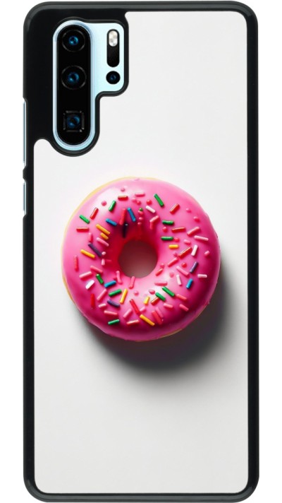 Coque Huawei P30 Pro - Weißer Hintergrund, pinker Donut