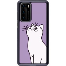 Huawei P40 Case Hülle - Chat auf lila Hintergrund