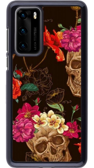 Hülle Huawei P40 - Skulls and flowers