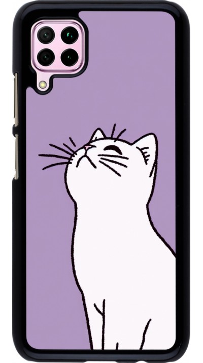 Huawei P40 Lite Case Hülle - Chat auf lila Hintergrund