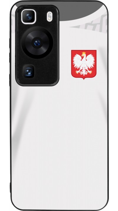 Coque Huawei P60 - Silicone rigide noir Maillot de football Pologne 2022 personnalisable
