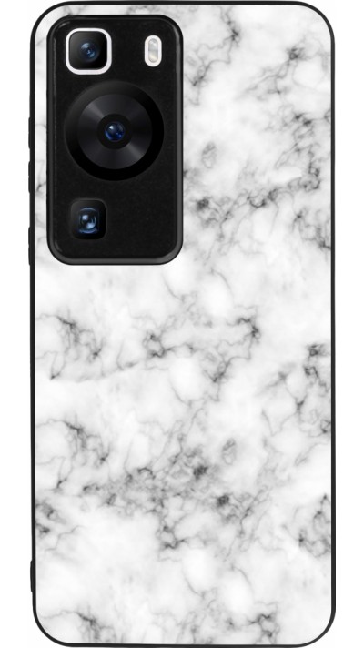 Coque Huawei P60 - Silicone rigide noir Marble 01