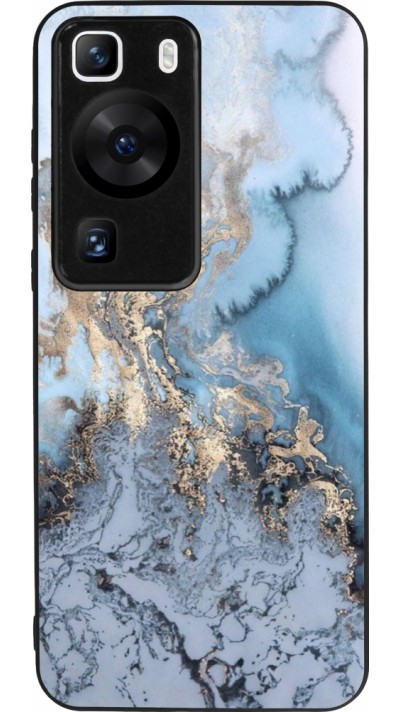 Coque Huawei P60 - Silicone rigide noir Marble 04