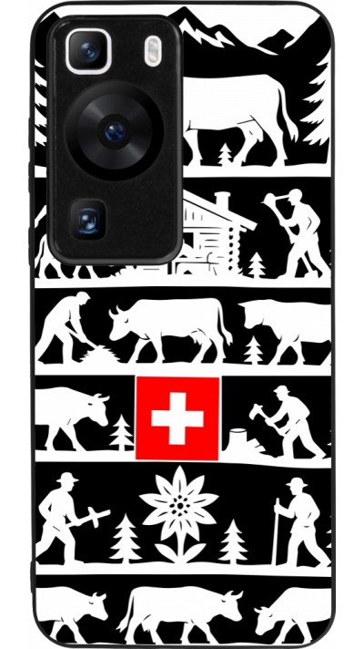 Coque Huawei P60 - Silicone rigide noir Poya Suisse 1 noir