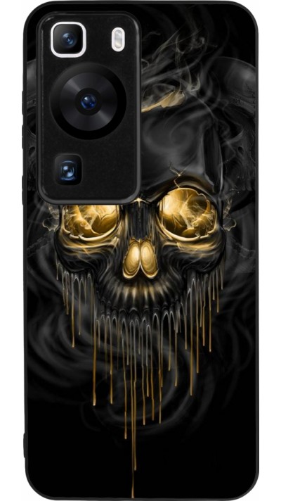 Coque Huawei P60 - Silicone rigide noir Skull 02