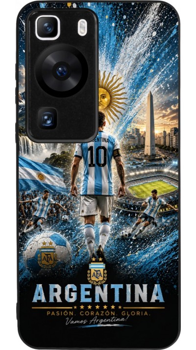 Huawei P60 Case Hülle - Silikon schwarz Fussball Argentinien splash 2026