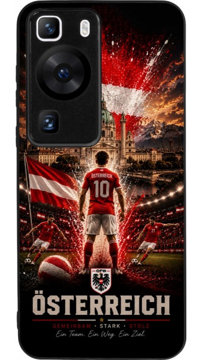 Huawei P60 Case Hülle - Silikon schwarz Fussball Österreich splash 2026
