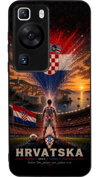 Huawei P60 Case Hülle - Silikon schwarz Fussball Kroatien splash 2026