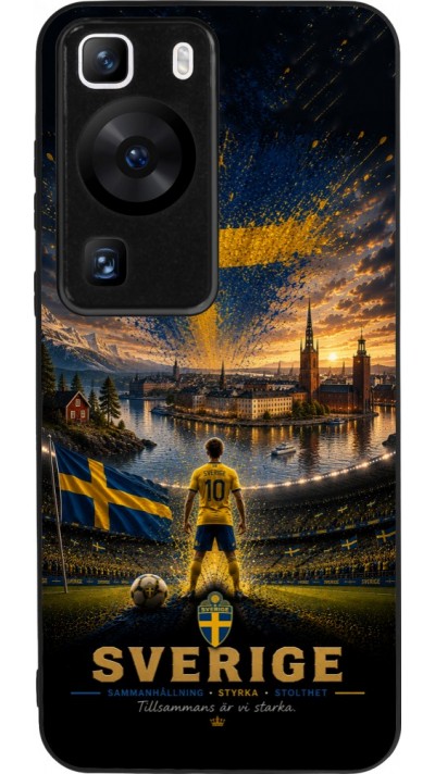 Huawei P60 Case Hülle - Silikon schwarz Fussball Schweden splash 2026