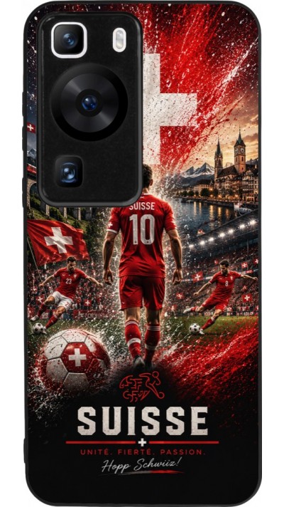 Huawei P60 Case Hülle - Silikon schwarz Fussball Suisse splash 2026