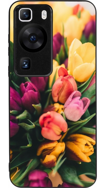 Coque Huawei P60 - Silicone rigide noir Bouquet of tulips Spring 2026