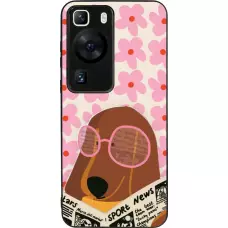 Huawei P60 Case Hülle - Silikon schwarz Dog with newspaper Spring 2026