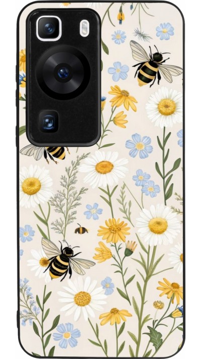 Coque Huawei P60 - Silicone rigide noir Pattern bees Spring 2026