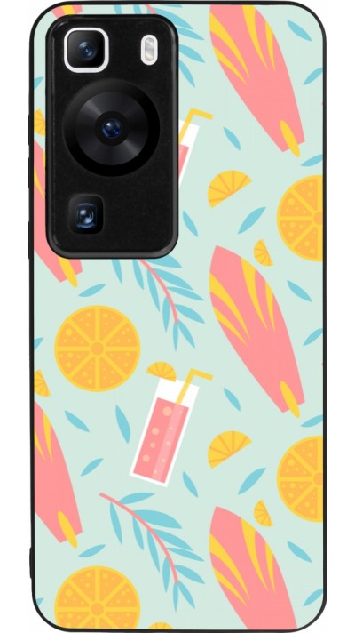 Coque Huawei P60 - Silicone rigide noir Summer 2025 Pattern citron