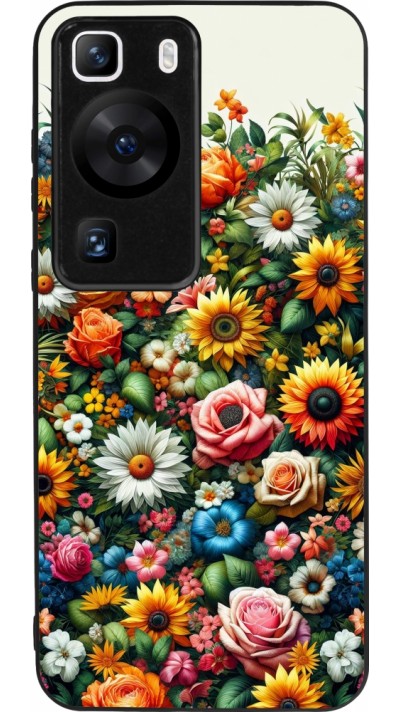 Coque Huawei P60 - Silicone rigide noir Summer Floral Pattern