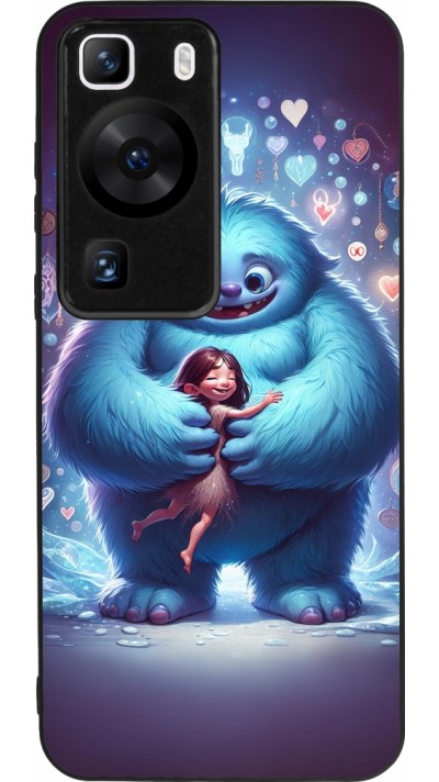 Huawei P60 Case Hülle - Silikon schwarz Valentin 2024 Flauschige Liebe