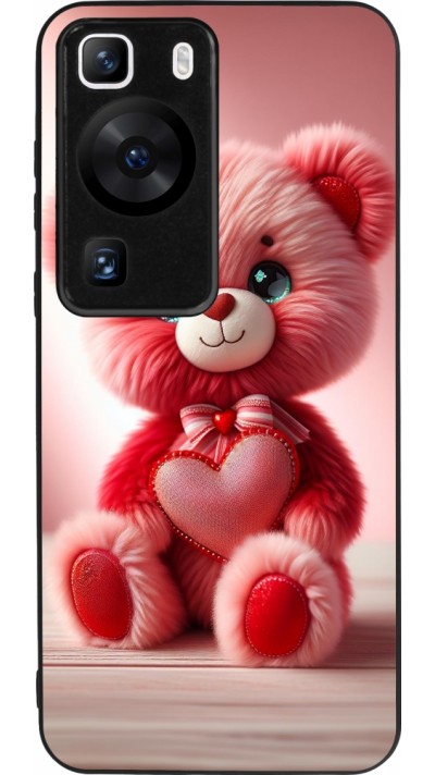 Huawei P60 Case Hülle - Silikon schwarz Valentin 2024 Rosaroter Teddybär