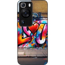 Coque Huawei P60 - Silicone rigide noir Valentine 2025 Love U Tag