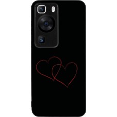 Huawei P60 Case Hülle - Silikon schwarz Valentine 2023 attached heart