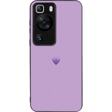 Huawei P60 Case Hülle - Silikon schwarz Valentine 2023 purpule single heart