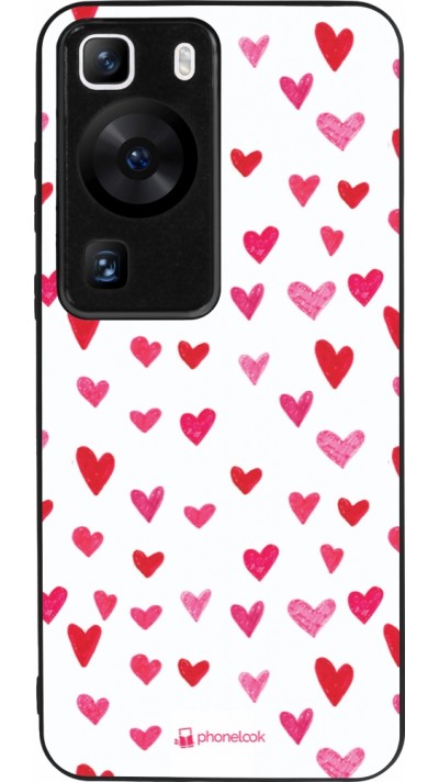 Coque Huawei P60 - Silicone rigide noir Valentine 2022 Many pink hearts