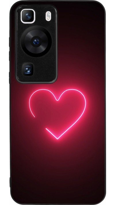 Huawei P60 Case Hülle - Silikon schwarz Valentine 2023 single neon heart