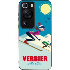 Huawei P60 Case Hülle - Silikon schwarz Verbier Ski Downhill