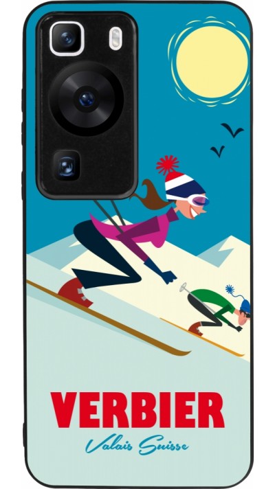Coque Huawei P60 - Silicone rigide noir Verbier Ski Downhill