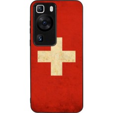 Huawei P60 Case Hülle - Silikon schwarz Vintage Flag SWISS