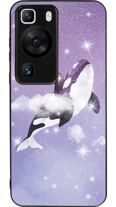Coque Huawei P60 - Silicone rigide noir Whale in sparking stars